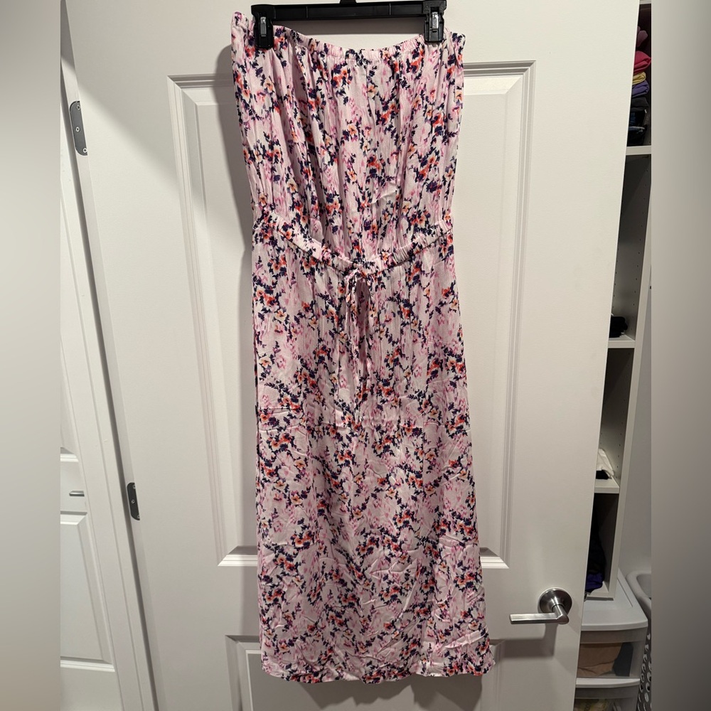 Pink Floral Strapless Dress NWOT